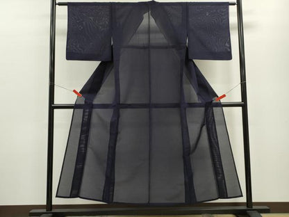 平和屋着物＊夏物 色無地 絽 黒紅色 正絹 逸品 CABB9787ze