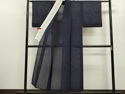 平和屋着物＊夏物 色無地 絽 黒紅色 正絹 逸品 CABB9787ze