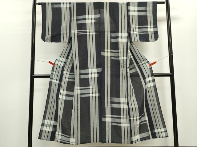 平和屋着物＊夏物 紗紬 格子柄 正絹 逸品 未使用 CABB9789ze