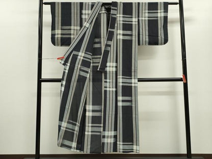 平和屋着物＊夏物 紗紬 格子柄 正絹 逸品 未使用 CABB9789ze