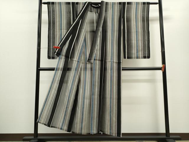 平和屋着物＊夏物 紗紬 縞 正絹 逸品 未使用 CABB9792ze