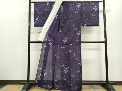 平和屋着物＊夏物 小紋 絽 枝葉文 洗える着物 CABB9798ze
