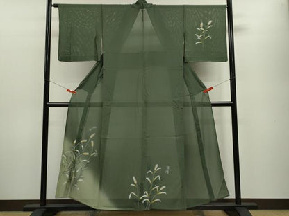 平和屋着物＊夏物 訪問着 絽 トンボ 草木文 暈し染め 正絹 逸品 CABB9799ze