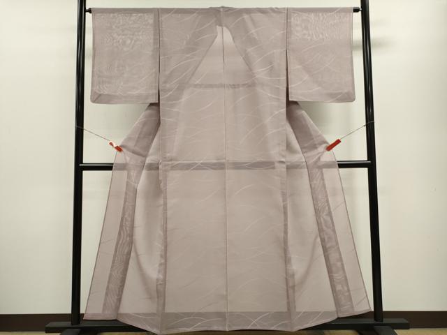 平和屋着物＊夏物 色無地 芝草紋紗 鴇鼠色 正絹 逸品 CABB9801ze