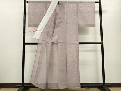 平和屋着物＊夏物 色無地 芝草紋紗 鴇鼠色 正絹 逸品 CABB9801ze