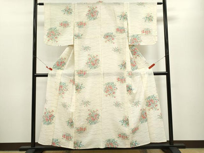 平和屋着物＊夏物 小紋 絽 草花文 正絹 逸品 CABB9802ze