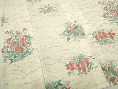 平和屋着物＊夏物 小紋 絽 草花文 正絹 逸品 CABB9802ze