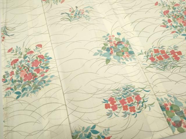 平和屋着物＊夏物 小紋 絽 草花文 正絹 逸品 CABB9802ze