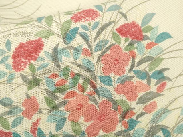 平和屋着物＊夏物 小紋 絽 草花文 正絹 逸品 CABB9802ze