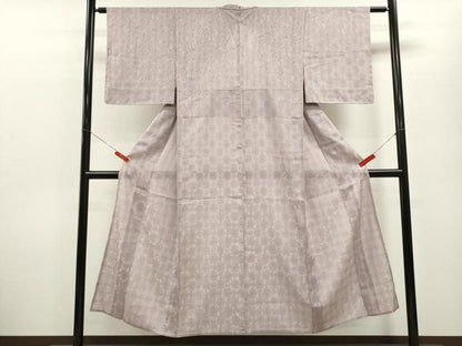 平和屋着物＊夏物 小紋 紗 市松格子吉祥文 正絹 逸品 未使用 CABB9803ze