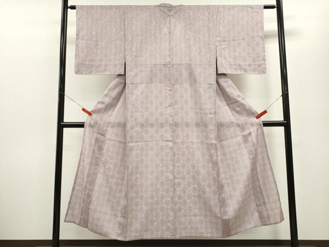 平和屋着物＊夏物 小紋 紗 市松格子吉祥文 正絹 逸品 未使用 CABB9803ze