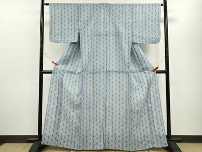 平和屋着物＊夏物 小千谷ちぢみ 麻の葉文様 麻 逸品 CABB9805ze