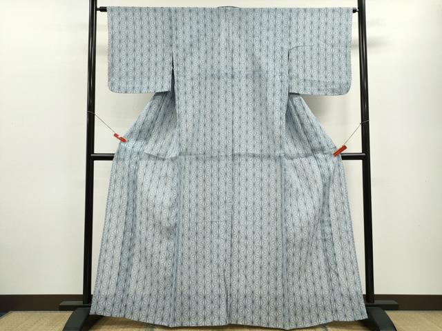 平和屋着物＊夏物 小千谷ちぢみ 麻の葉文様 麻 逸品 CABB9805ze