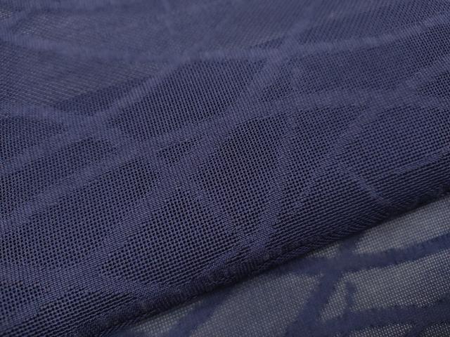 平和屋着物＊夏物 色無地 芝草紋紗 紺藍色 正絹 逸品 CABB9807ze