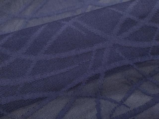 平和屋着物＊夏物 色無地 芝草紋紗 紺藍色 正絹 逸品 CABB9807ze