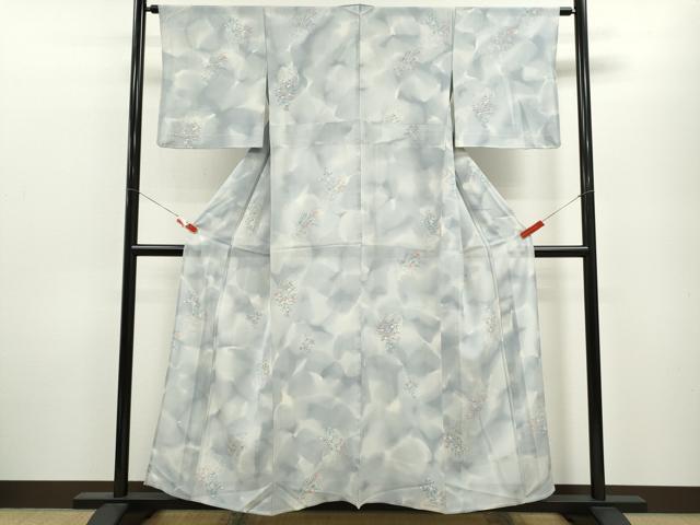 平和屋着物＊夏物 小紋 絽 花籠文 暈し染め 正絹 逸品 CABB9808ze