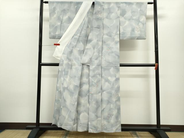 平和屋着物＊夏物 小紋 絽 花籠文 暈し染め 正絹 逸品 CABB9808ze