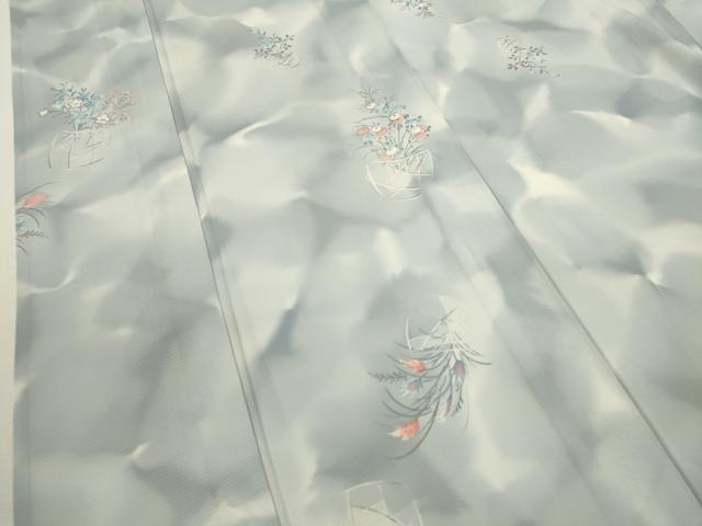 平和屋着物＊夏物 小紋 絽 花籠文 暈し染め 正絹 逸品 CABB9808ze