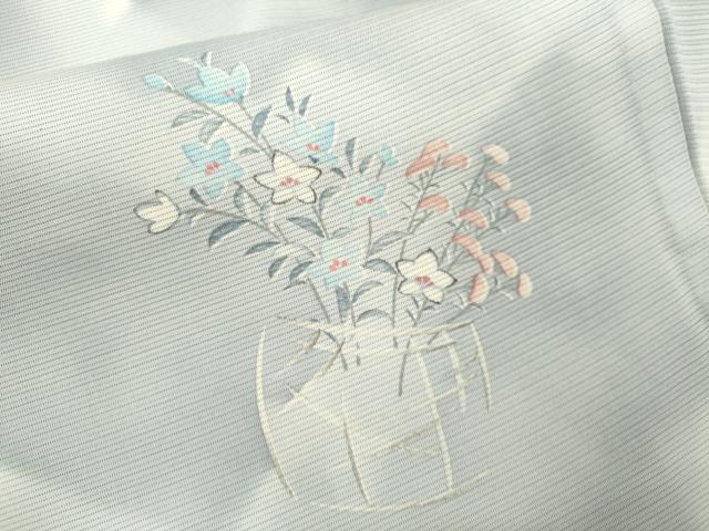 平和屋着物＊夏物 小紋 絽 花籠文 暈し染め 正絹 逸品 CABB9808ze