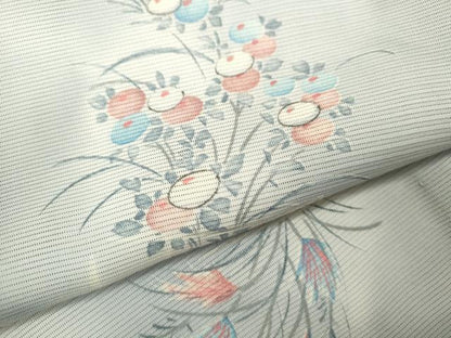 平和屋着物＊夏物 小紋 絽 花籠文 暈し染め 正絹 逸品 CABB9808ze