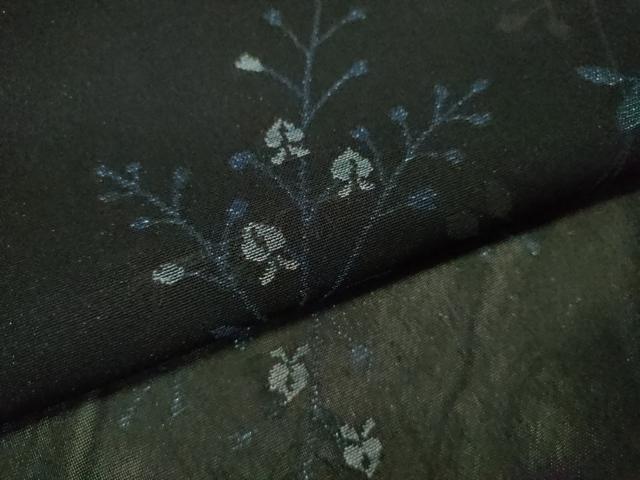 平和屋着物＊夏物 小紋 紗 枝花文 黒地 金彩 正絹 逸品 CABB9810ze