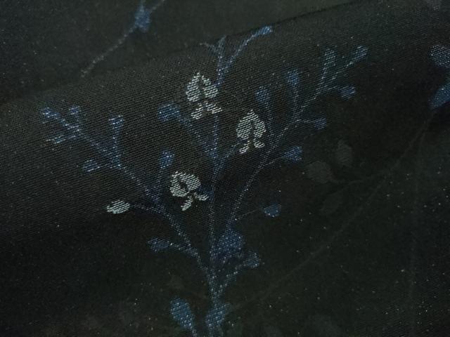 平和屋着物＊夏物 小紋 紗 枝花文 黒地 金彩 正絹 逸品 CABB9810ze