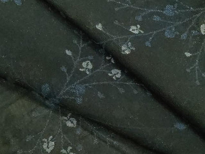 平和屋着物＊夏物 小紋 紗 枝花文 黒地 金彩 正絹 逸品 CABB9810ze