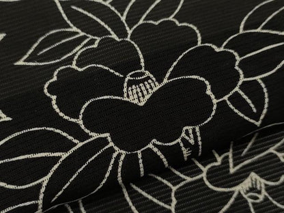 平和屋着物＊夏物 小紋 絽 枝椿 黒地 正絹 逸品 未使用 CABB9814ze