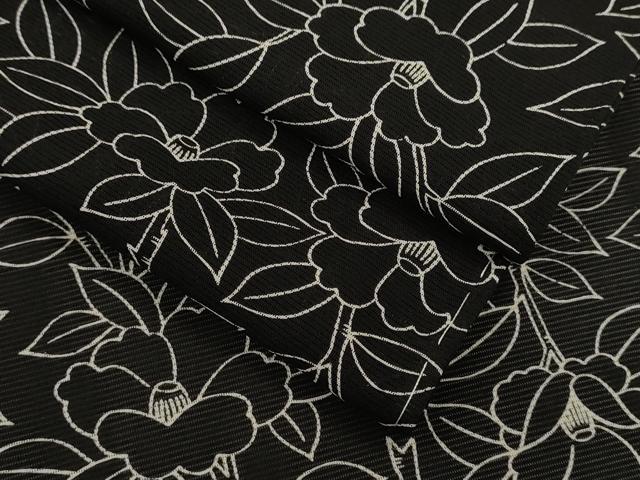 平和屋着物＊夏物 小紋 絽 枝椿 黒地 正絹 逸品 未使用 CABB9814ze