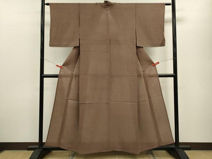 平和屋着物＊夏物 色無地 紗 吉祥紋紗 銀煤竹色 正絹 逸品 CABB9816ze