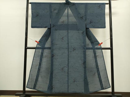 平和屋着物＊夏物 結城紬 夏結城 100亀甲 花唐草文 正絹 逸品 未使用 CABB9817ze