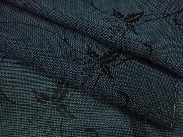 平和屋着物＊夏物 結城紬 夏結城 100亀甲 花唐草文 正絹 逸品 未使用 CABB9817ze