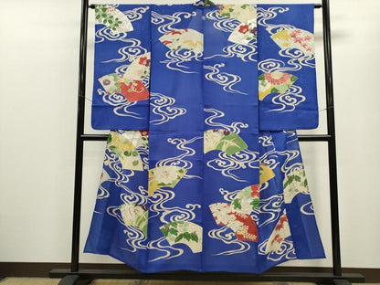 平和屋着物＊夏物 小振袖 絽 流水地紙草花文 正絹 逸品 CABB9820ze