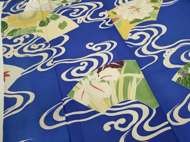 平和屋着物＊夏物 小振袖 絽 流水地紙草花文 正絹 逸品 CABB9820ze