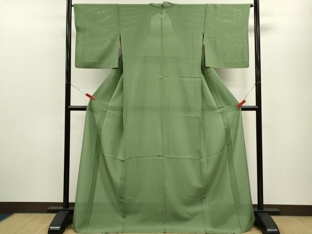 平和屋着物＊夏物 色無地 縦絽 柳染色 正絹 逸品 CABB9822ze