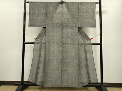 平和屋着物＊夏物 小紋 紗 格子柄 ゑり善扱い 正絹 逸品 CABB9823ze