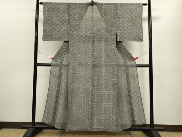 平和屋着物＊夏物 小紋 紗 格子柄 ゑり善扱い 正絹 逸品 CABB9823ze