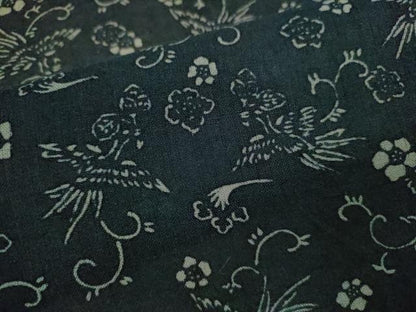 平和屋着物＊夏物 小紋 紗紬 型染め 鳳凰花唐草文 正絹 逸品 CABB9824ze