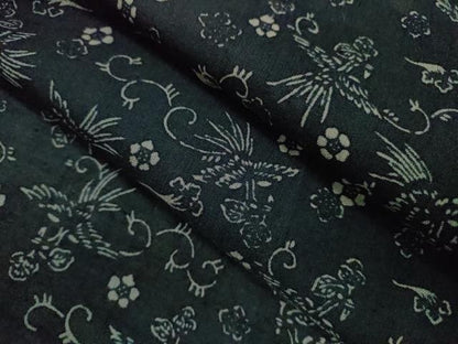 平和屋着物＊夏物 小紋 紗紬 型染め 鳳凰花唐草文 正絹 逸品 CABB9824ze