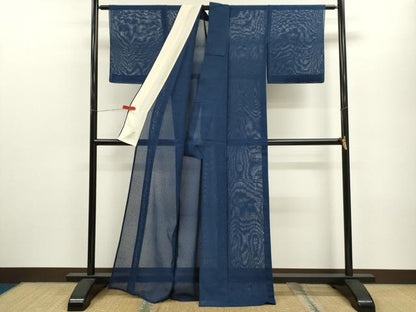 平和屋着物＊夏物 色無地 紗 箔散らし紋紗 深縹色 正絹 逸品 CABB9826ze