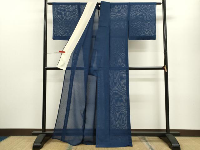 平和屋着物＊夏物 色無地 紗 箔散らし紋紗 深縹色 正絹 逸品 CABB9826ze