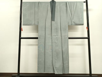 平和屋着物＊夏物 男性 縦絽 薄雲鼠色 正絹 逸品 CABB9831ze