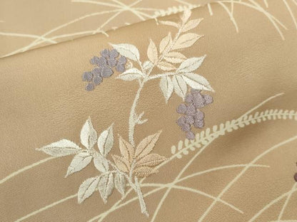 平和屋着物▼訪問着 刺繍 枝花文 暈し染め 銀糸 正絹 逸品 CABB9851ze