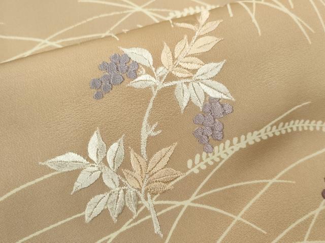平和屋着物▼訪問着 刺繍 枝花文 暈し染め 銀糸 正絹 逸品 CABB9851ze