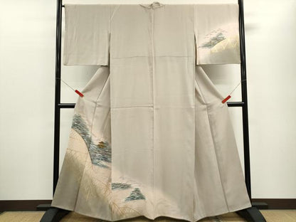 平和屋着物■訪問着 手描き 籬風景文 暈し染め 金彩 正絹 逸品 CABB9869ze