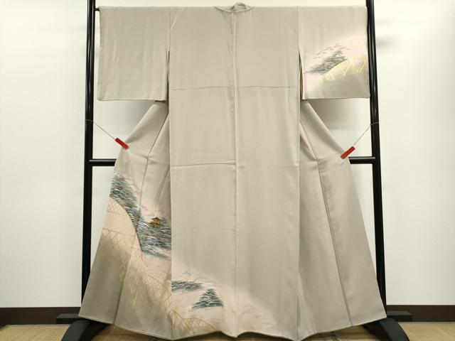 平和屋着物■訪問着 手描き 籬風景文 暈し染め 金彩 正絹 逸品 CABB9869ze