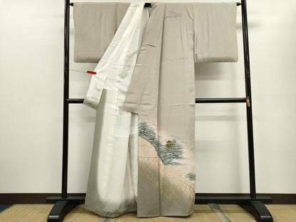 平和屋着物■訪問着 手描き 籬風景文 暈し染め 金彩 正絹 逸品 CABB9869ze
