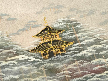 平和屋着物■訪問着 手描き 籬風景文 暈し染め 金彩 正絹 逸品 CABB9869ze