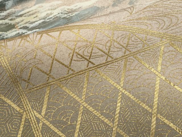 平和屋着物■訪問着 手描き 籬風景文 暈し染め 金彩 正絹 逸品 CABB9869ze