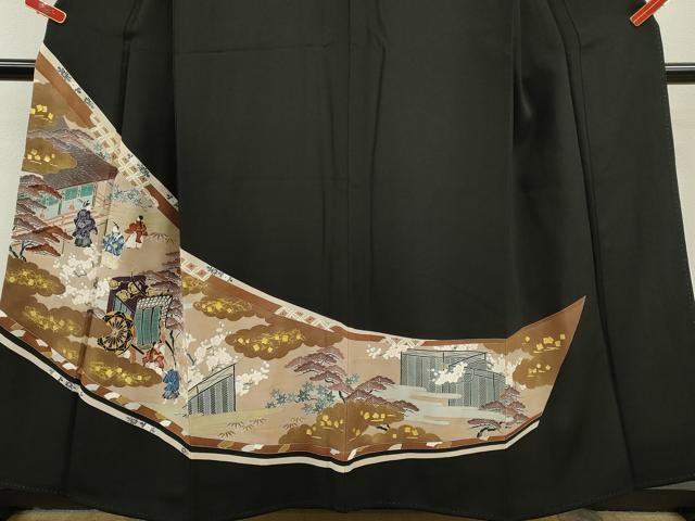 平和屋着物■豪華黒留袖 刺繍 松竹梅人物風景文 金彩 正絹 逸品 CABB9880ze
